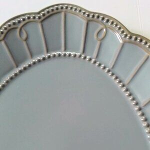 ROSCHER Hobnail Blue MARY ANN 16"x13" Oval Serving Platter~Embossed Scalloped